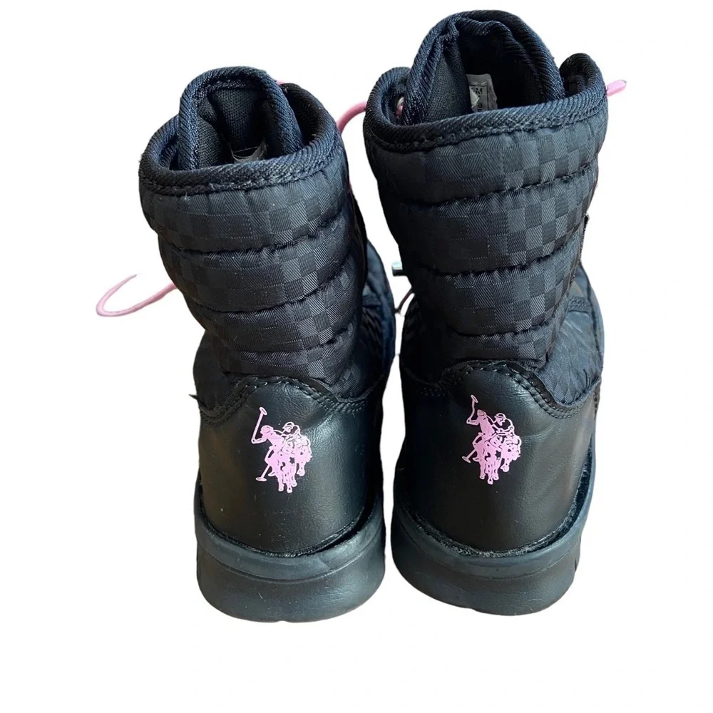 Polo Ralph Lauren Baby Girl Pull On Winter Snow Boots 11C Pink Black
